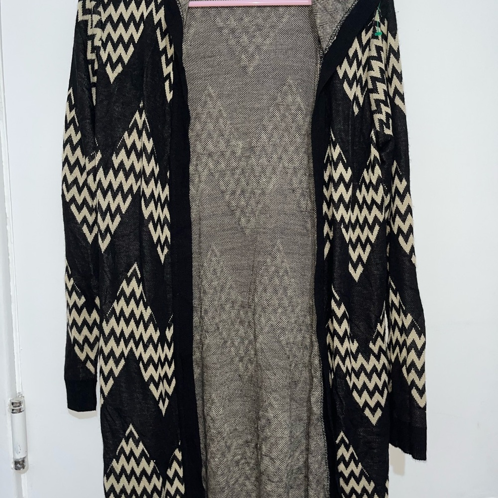 Allison Brittney Black and Cream Knit Cardigan